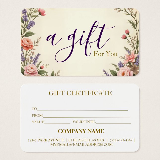 Certificado de regalo de negocio simple y moderno (Anverso y reverso)