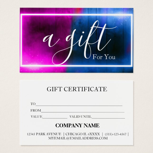 Certificado de regalo de negocio simple y moderno (Anverso y reverso)