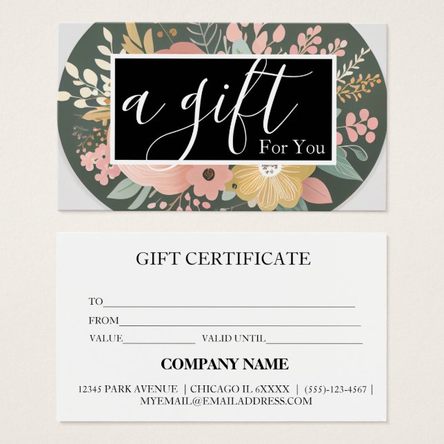 Certificado de regalo de negocio simple y moderno (Anverso y reverso)