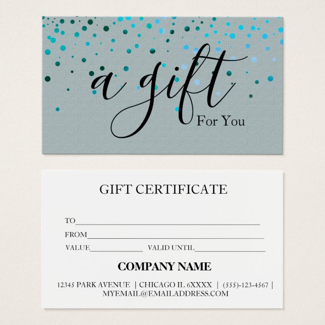 Certificado de regalo de negocio simple y moderno (Anverso y reverso)