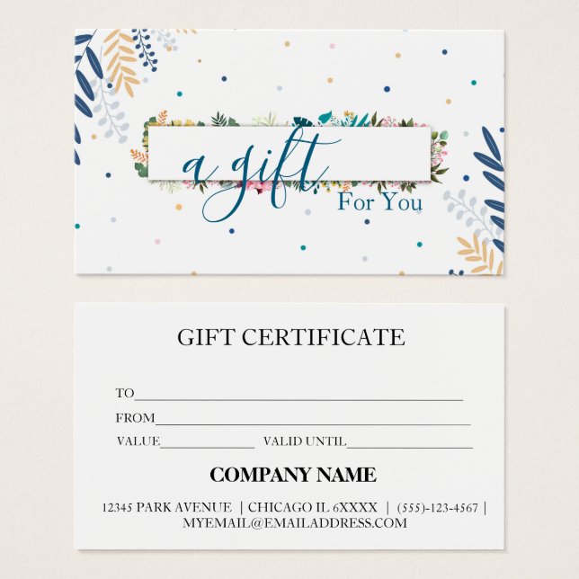 Certificado de regalo de negocio simple y moderno (Anverso y reverso)