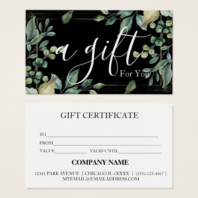 Certificado de regalo de negocio simple y moderno (Anverso y reverso)
