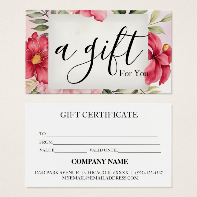 Certificado de regalo de negocio simple y moderno (Anverso y reverso)