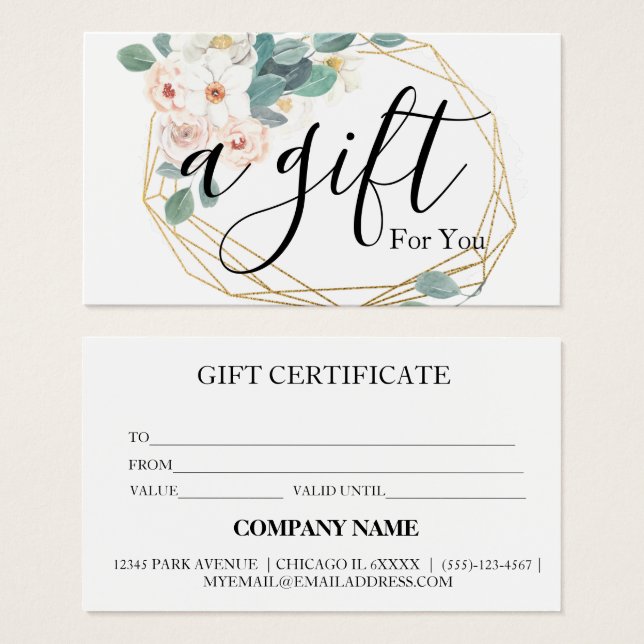 Certificado de regalo de negocio simple y moderno (Anverso y reverso)