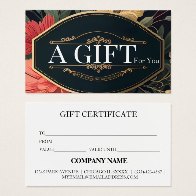 Certificado de regalo de negocio simple y moderno (Anverso y reverso)