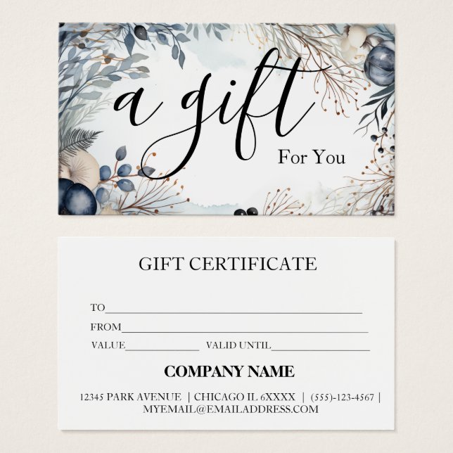 Certificado de regalo de negocio simple y moderno (Anverso y reverso)