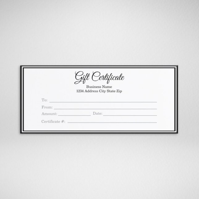 Certificado de regalo de negocio - Suministros de  (Business Gift Certificate Printed Custom Template)