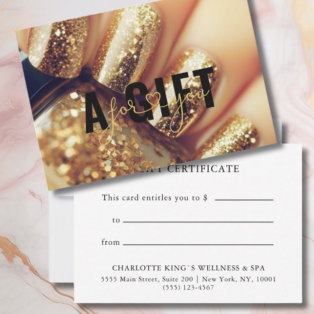 CERTIFICADO DE REGALO DE NEGOCIO | Uñas Purpurinas (BUSINESS GIFT CERTIFICATE | Glitter Nails)