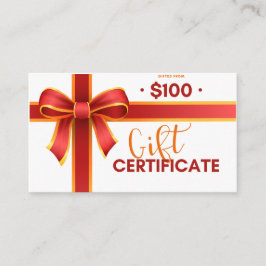 Certificado de regalo de negocios $100
