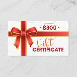 Certificado de regalo de negocios $300