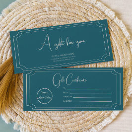 certificado de regalo de negocios azul de la tiend