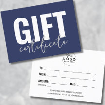 Certificado de Regalo de Negocios Azul de Tu Logo