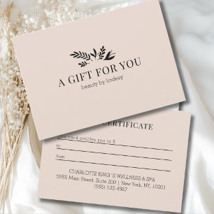 Certificado de regalo de negocios botánico beige m