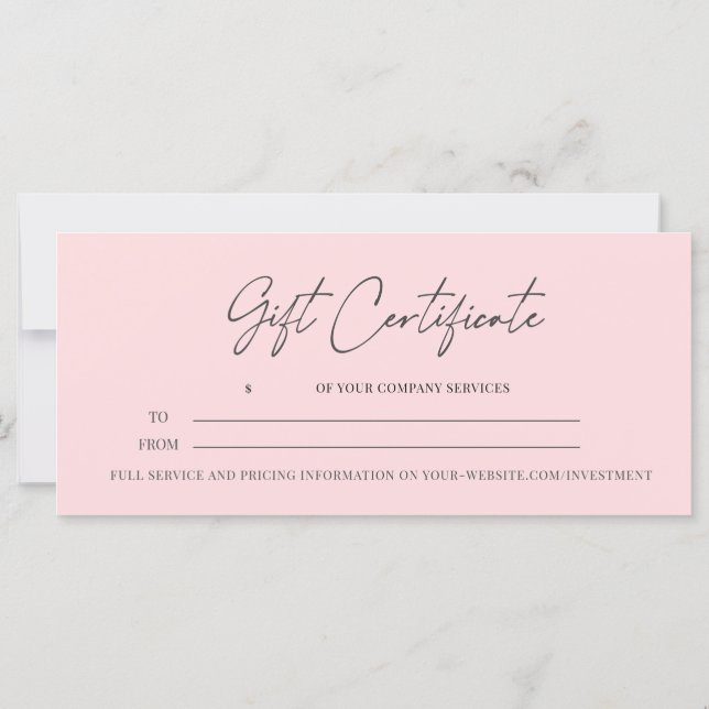 Certificado de regalo de negocios con guión modern (Reverso)