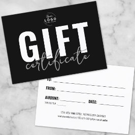 Certificado de Regalo de Negocios con Logo Negro M