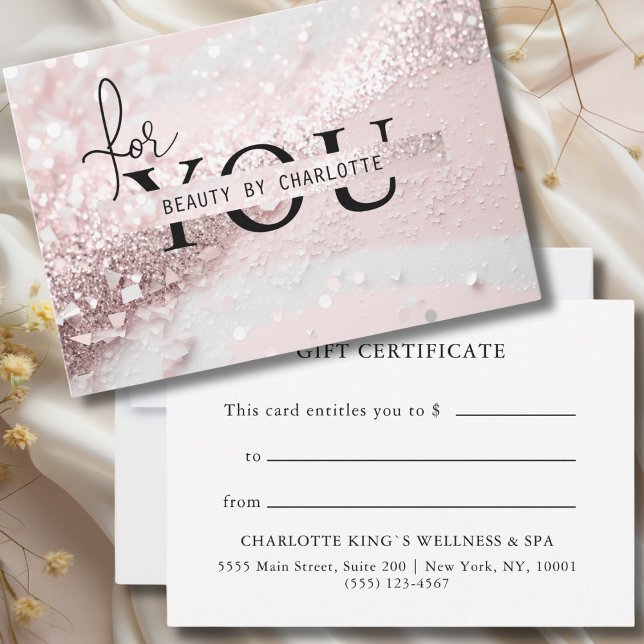 CERTIFICADO DE REGALO DE NEGOCIOS GLITTER | para t (PERSONALIZED BUSINESS GIFT CERTIFICATE | Glitter.)