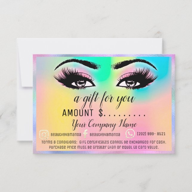 Certificado de regalo de negocios Holografía Arcoi (Anverso)