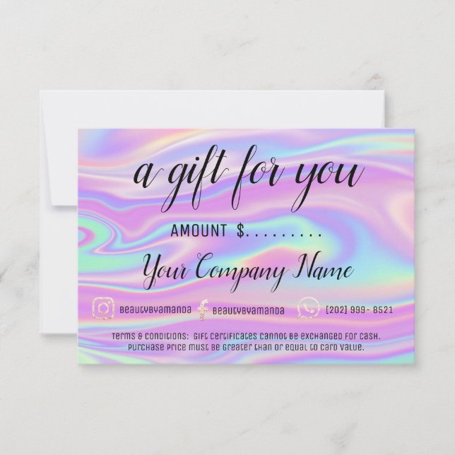 Certificado de regalo de negocios Holograma social (Anverso)