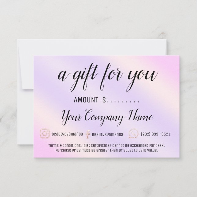 Certificado de regalo de negocios Logotipo social  (Anverso)