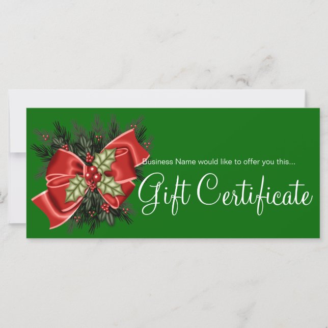 Certificado de regalo de negocios Mistletoe & Red  (Anverso)