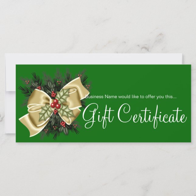 Certificado de regalo de negocios Mistletoe & Tan  (Anverso)