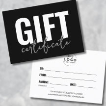 Certificado de regalo de negocios modernos Logo