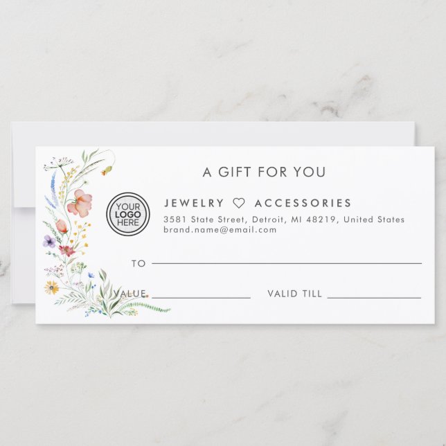 Certificado de regalo de negocios para la tienda d (Anverso)