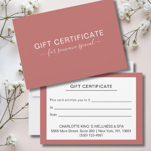 Certificado de regalo de negocios personalizado mo