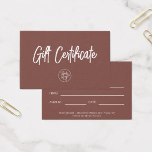 Certificado de regalo de negocios rojos de óxido m