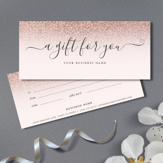 Certificado de regalo de negocios Rosa Ombre de or