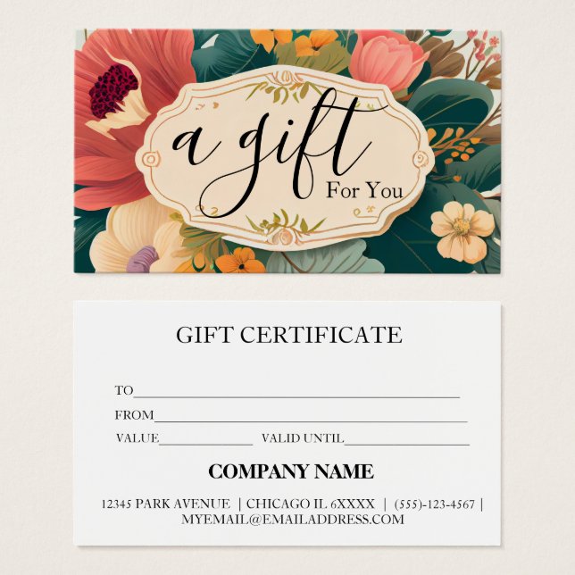 Certificado de Regalo de Negocios Simple y Moderno (Anverso y reverso)