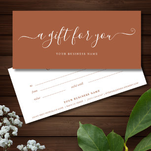 Certificado de regalo de negocios Terra Cotta Boho