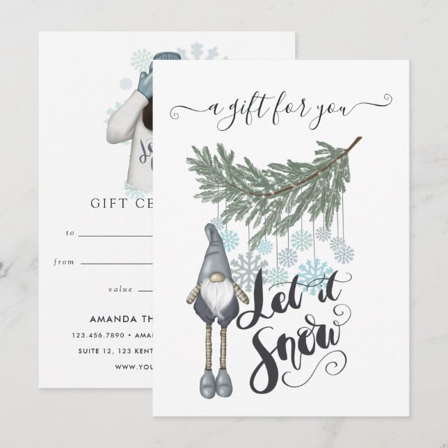 Certificado de regalo de nieve de invierno (Anverso / Reverso)