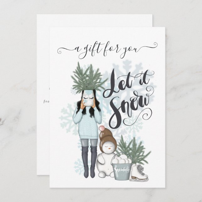 Certificado de regalo de nieve de invierno (Anverso / Reverso)