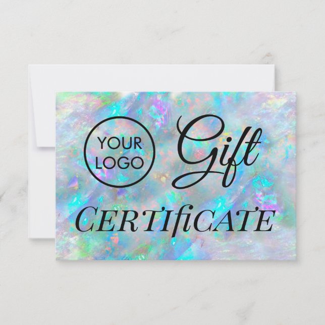 certificado de regalo de opal azul con logotipo (Anverso)
