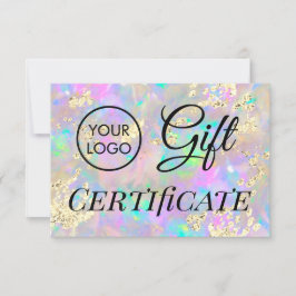 certificado de regalo de ópalo de logotipo