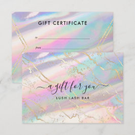 Certificado de regalo de ópalo iridiscente holográ