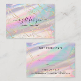 Certificado de regalo de ópalo iridiscente holográ