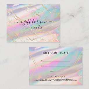 Certificado de regalo de ópalo iridiscente holográ