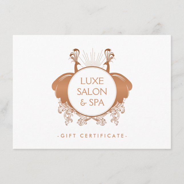 Certificado de regalo de oro de los pavos reales d (Anverso)