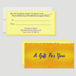 Certificado de regalo de oro elegante y de lujo