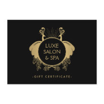 Certificado de regalo de oro/negro para pavos real