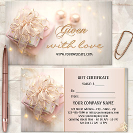 Certificado de Regalo de Oro Rosa Elegante para Fi