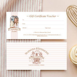 Certificado de regalo de panadería de cupcakes flo