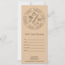 Certificado de regalo de panadería Kraft personali