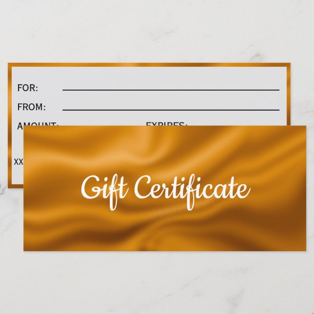 Certificado de regalo de papel metálico dorado (Anverso / Reverso)