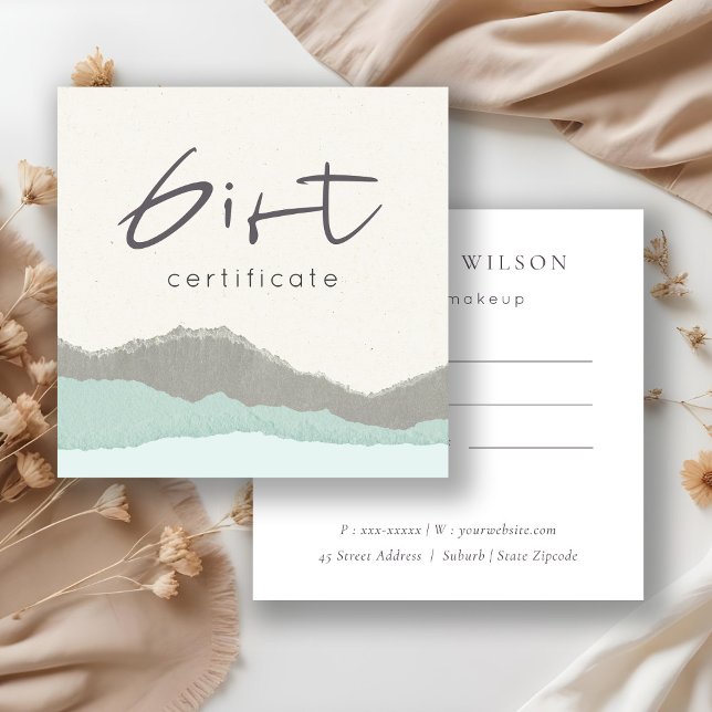 Certificado de regalo de Pastel Aqua Gray Kraft Mo (Subido por el creador)