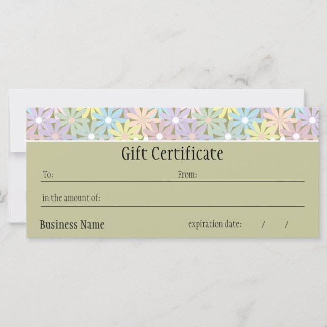 Certificado de regalo de Pastel Florals (Anverso)