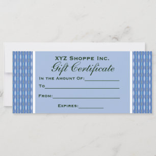 certificado de regalo de patrón azul