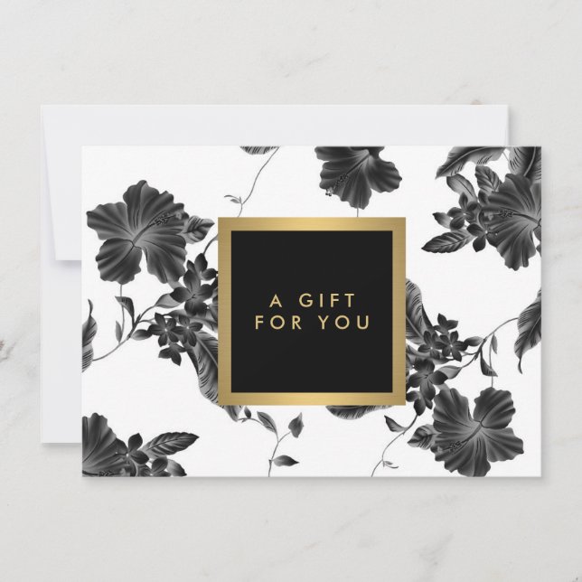 Certificado de regalo de patrón floral negro vinta (Anverso)